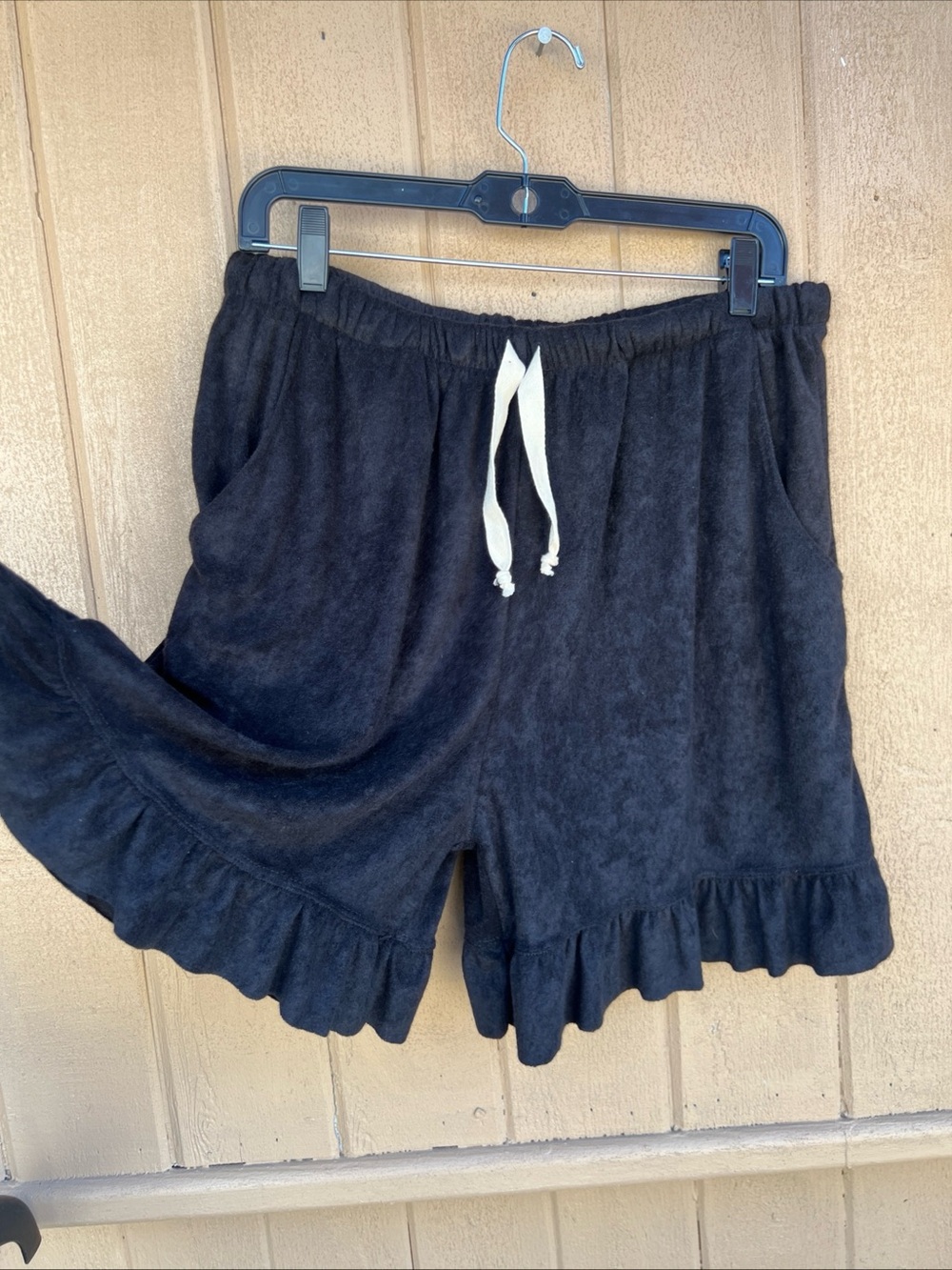 Acting Pro  Women's Black Terry Like BOHO Shorts RUFFLE bloomers   L/XL/XXL